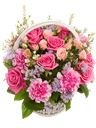 Cesto di fiori rosa e lilla