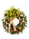 Corona funebre gialla e arancio