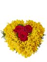 Cuore di mimosa con rose rosse