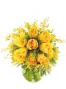 Bouquet di mimosa e rose gialle